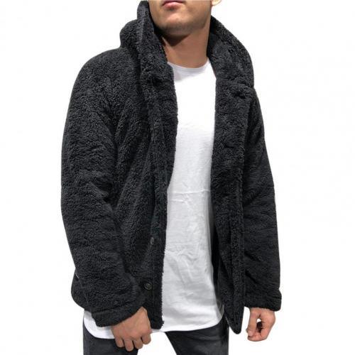 Comfortable Winter Unisex Jacket Fluffy Thick Warm Jacket Long Sleeve Hooded Coat Soft Coat Jacket Warm Casual Button Jacket Elegant Modern Autumn Plush Buttons Closure Thick Men Coat For Outdoor Stevvex