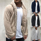 Comfortable Winter Unisex Jacket Fluffy Thick Warm Jacket Long Sleeve Hooded Coat Soft Coat Jacket Warm Casual Button Jacket Elegant Modern Autumn Plush Buttons Closure Thick Men Coat For Outdoor Stevvex