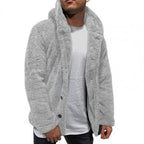 Comfortable Winter Unisex Jacket Fluffy Thick Warm Jacket Long Sleeve Hooded Coat Soft Coat Jacket Warm Casual Button Jacket Elegant Modern Autumn Plush Buttons Closure Thick Men Coat For Outdoor Stevvex