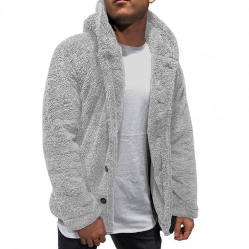 Comfortable Winter Unisex Jacket Fluffy Thick Warm Jacket Long Sleeve Hooded Coat Soft Coat Jacket Warm Casual Button Jacket Elegant Modern Autumn Plush Buttons Closure Thick Men Coat For Outdoor Stevvex