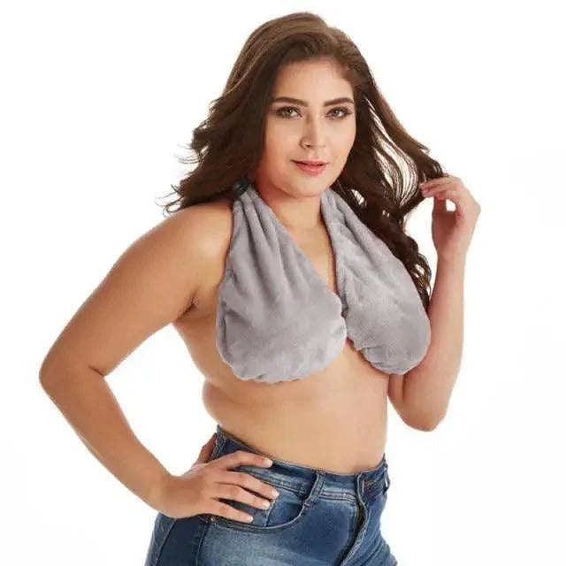 Comfortable Women Towel Bra Chest Hanging Neck Wrapped Big Bra Breastfeeding Lightweight Ladies Towel Bra Stevvex