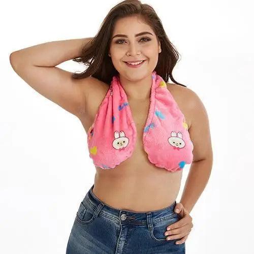 Comfortable Women Towel Bra Chest Hanging Neck Wrapped Big Bra Breastfeeding Lightweight Ladies Towel Bra Stevvex