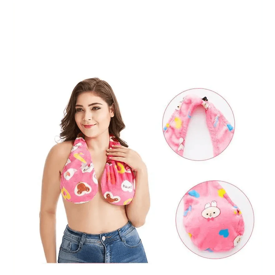 Comfortable Women Towel Bra Chest Hanging Neck Wrapped Big Bra Breastfeeding Lightweight Ladies Towel Bra Stevvex