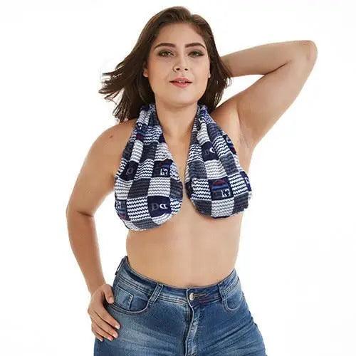 Comfortable Women Towel Bra Chest Hanging Neck Wrapped Big Bra Breastfeeding Lightweight Ladies Towel Bra Stevvex