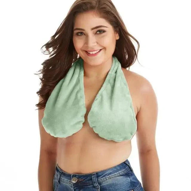 Comfortable Women Towel Bra Chest Hanging Neck Wrapped Big Bra Breastfeeding Lightweight Ladies Towel Bra Stevvex