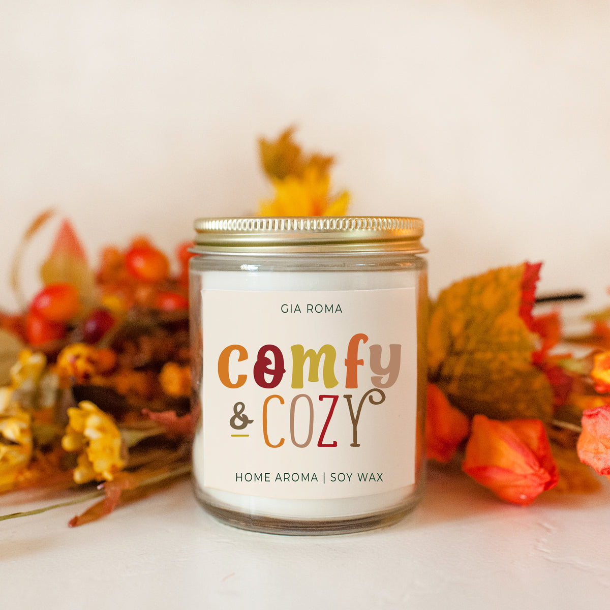 Pumpkin Spice Soy Candle 9oz Jar, Vanilla Whipped Cream Cinnamon BandsCo Straps