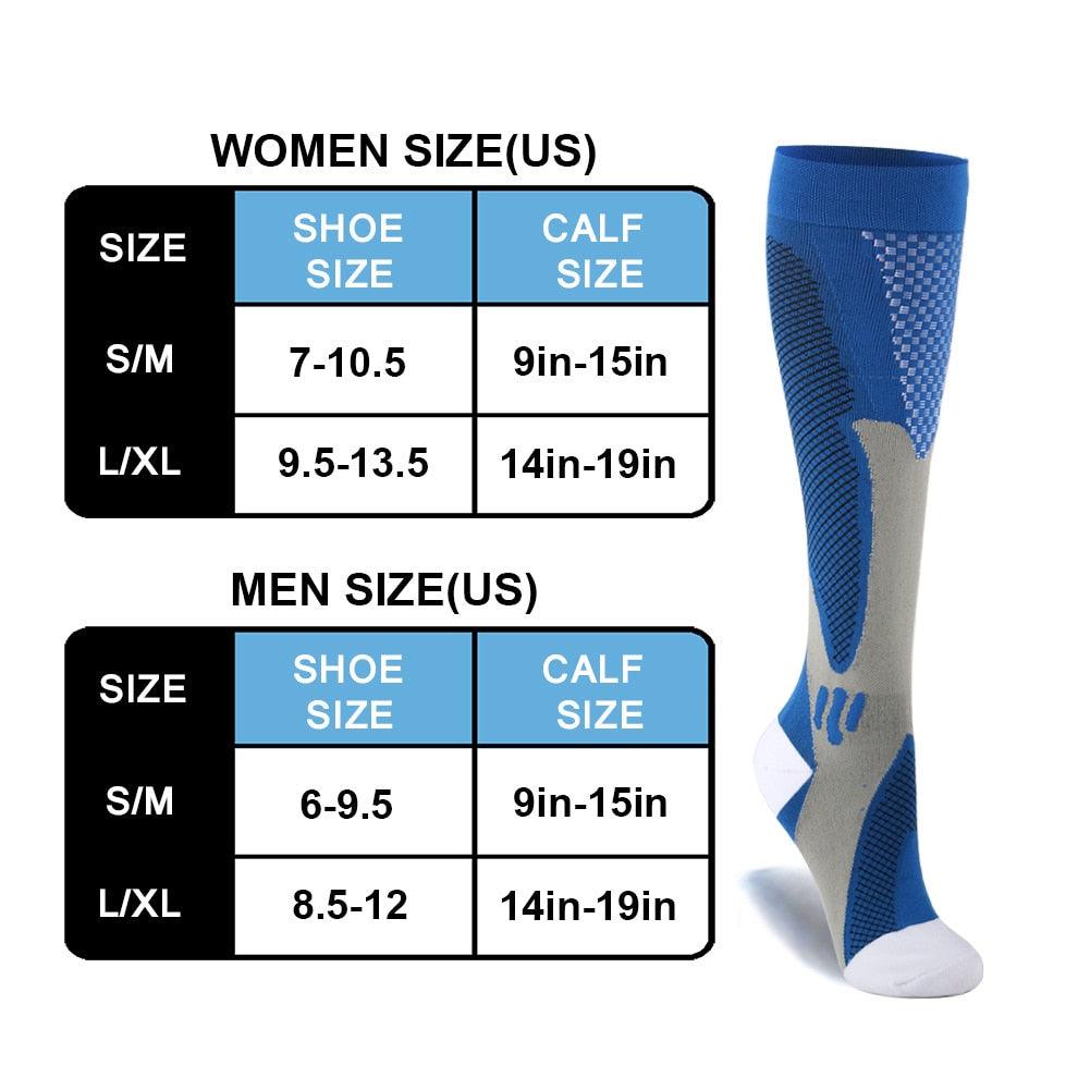 Compression Socks Nylon Medical Nursing Stockings Specializes Outdoor Cycling Sport Socks Men,20-30mmhg Run Nurse Socks for Edema Diabetic Varicose Veins Fast-drying Breathable Adult Sports Socks Stevvex