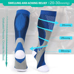 Compression Socks Nylon Medical Nursing Stockings Specializes Outdoor Cycling Sport Socks Men,20-30mmhg Run Nurse Socks for Edema Diabetic Varicose Veins Fast-drying Breathable Adult Sports Socks Stevvex