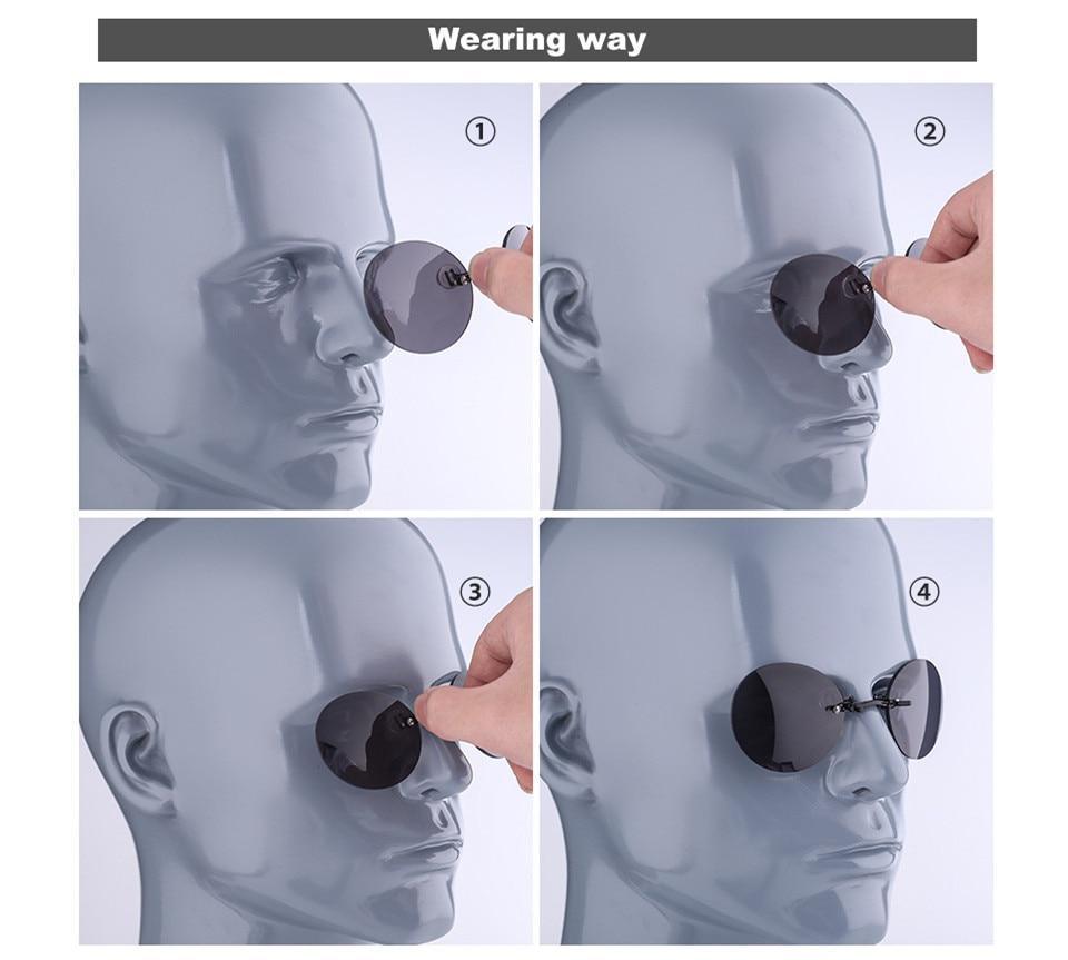 Convenient And Lightweight Sun Protection Sunglasses New Clip On Nose Glasses New Round Rimless Matrix Shape Sunglasses For Men & Women  Mini Frameless Vintage Sunglasses For men Stevvex