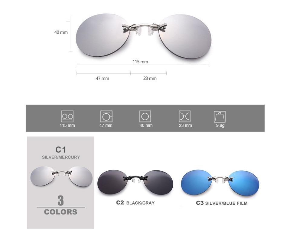 Convenient And Lightweight Sun Protection Sunglasses New Clip On Nose Glasses New Round Rimless Matrix Shape Sunglasses For Men & Women  Mini Frameless Vintage Sunglasses For men Stevvex