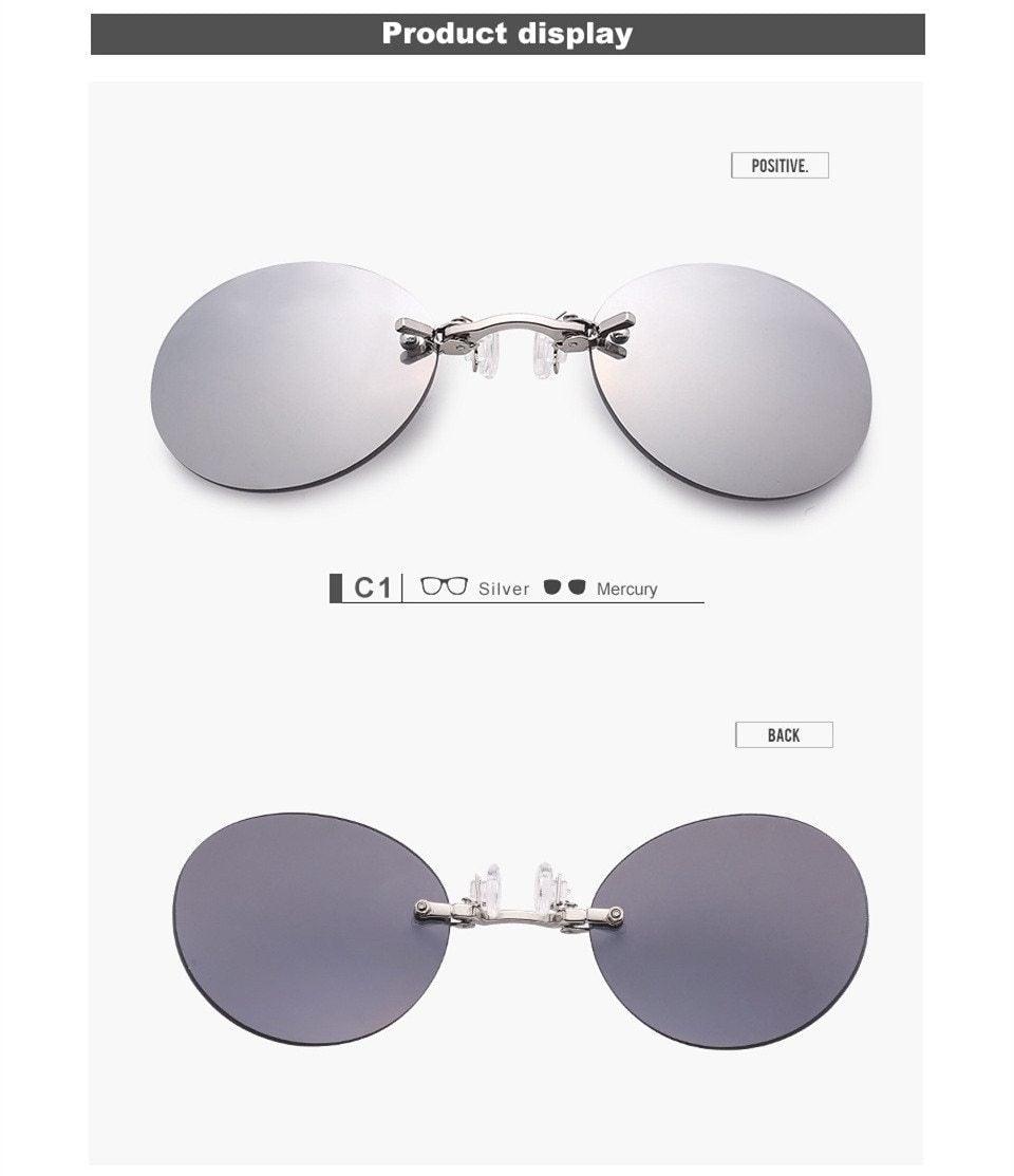 Convenient And Lightweight Sun Protection Sunglasses New Clip On Nose Glasses New Round Rimless Matrix Shape Sunglasses For Men & Women  Mini Frameless Vintage Sunglasses For men Stevvex