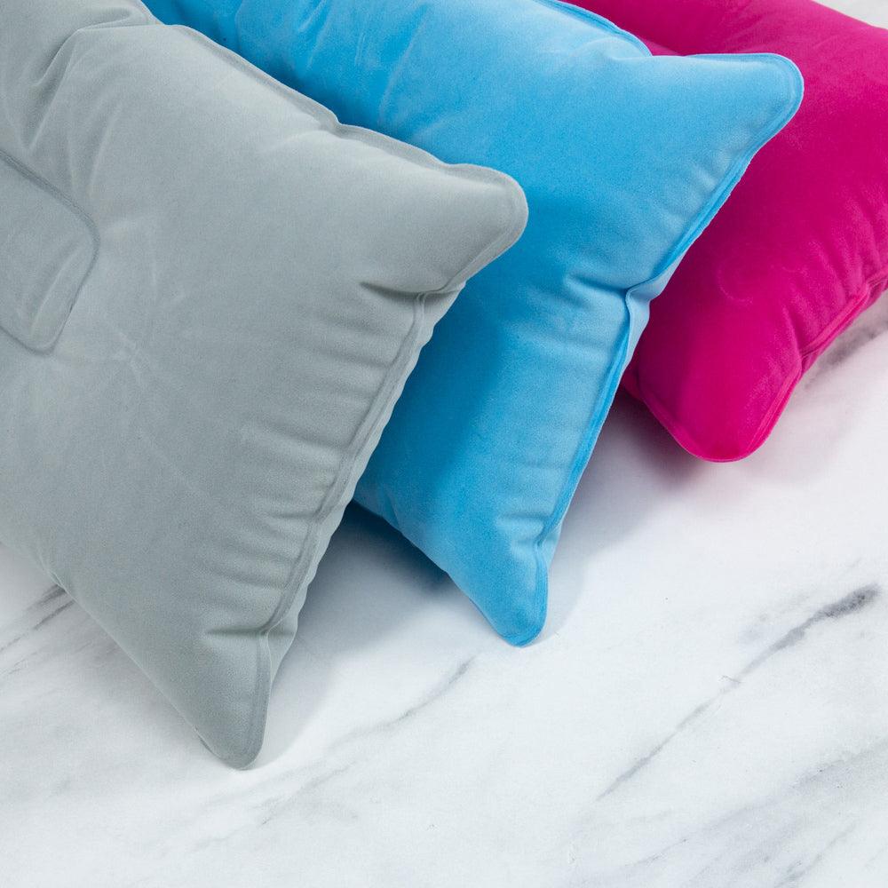 Convenient Ultralight Inflatable PVC Nylon Air Pillow Sleep Cushion Travel Bedroom Hiking Beach Car Plane Head Rest Support Inflatable Camping Travel Pillows Ultralight Inflatable Pillow Small Squared Flocked Fabric Air Pillow for Hiking Camping Traveling Stevvex