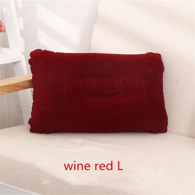 Convenient Ultralight Inflatable PVC Nylon Air Pillow Sleep Cushion Travel Bedroom Hiking Beach Car Plane Head Rest Support Inflatable Camping Travel Pillows Ultralight Inflatable Pillow Small Squared Flocked Fabric Air Pillow for Hiking Camping Traveling Stevvex
