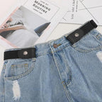 Cool Buckle-Free Stretch Elastic Waist Belt Unisex Style No Buckle Fashion Waistbands For Men And Women Simple Black Stretch Belt Invisible Elastic Belt For Jeans Pants Dresses Stevvex