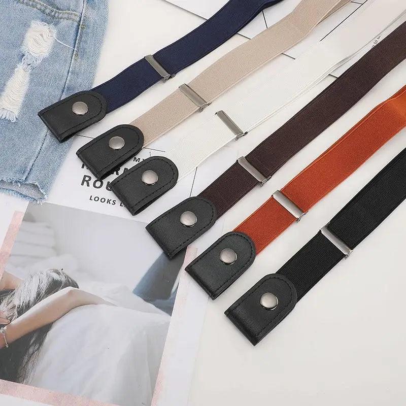 Cool Buckle-Free Stretch Elastic Waist Belt Unisex Style No Buckle Fashion Waistbands For Men And Women Simple Black Stretch Belt Invisible Elastic Belt For Jeans Pants Dresses Stevvex