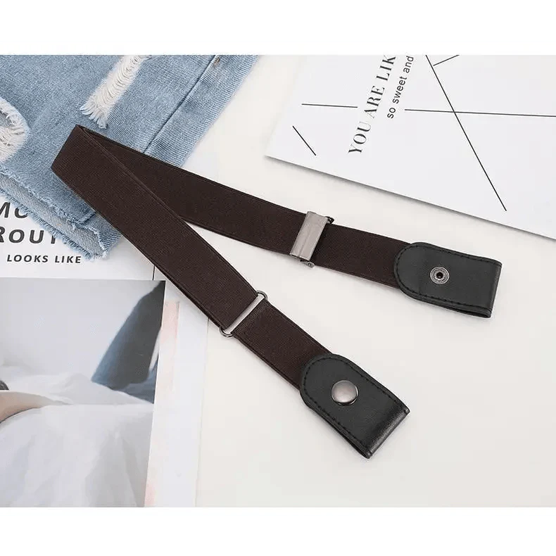 Cool Buckle-Free Stretch Elastic Waist Belt Unisex Style No Buckle Fashion Waistbands For Men And Women Simple Black Stretch Belt Invisible Elastic Belt For Jeans Pants Dresses Stevvex