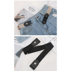 Cool Buckle-Free Stretch Elastic Waist Belt Unisex Style No Buckle Fashion Waistbands For Men And Women Simple Black Stretch Belt Invisible Elastic Belt For Jeans Pants Dresses Stevvex