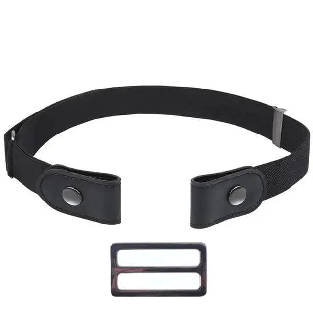 Cool Buckle-Free Stretch Elastic Waist Belt Unisex Style No Buckle Fashion Waistbands For Men And Women Simple Black Stretch Belt Invisible Elastic Belt For Jeans Pants Dresses Stevvex