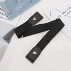 Cool Buckle-Free Stretch Elastic Waist Belt Unisex Style No Buckle Fashion Waistbands For Men And Women Simple Black Stretch Belt Invisible Elastic Belt For Jeans Pants Dresses Stevvex