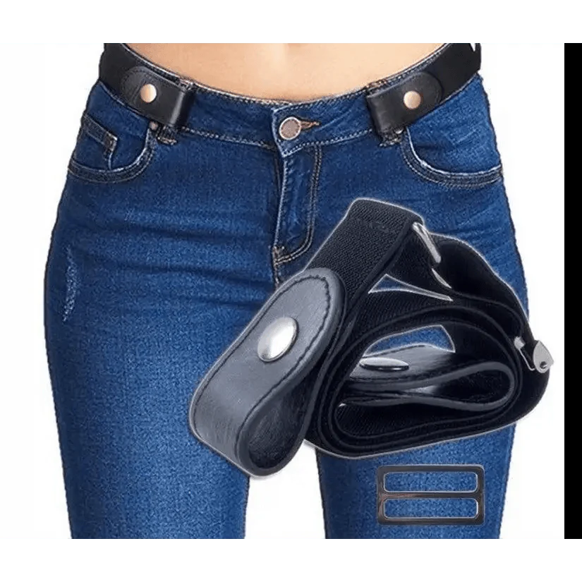 Cool Buckle-Free Stretch Elastic Waist Belt Unisex Style No Buckle Fashion Waistbands For Men And Women Simple Black Stretch Belt Invisible Elastic Belt For Jeans Pants Dresses Stevvex