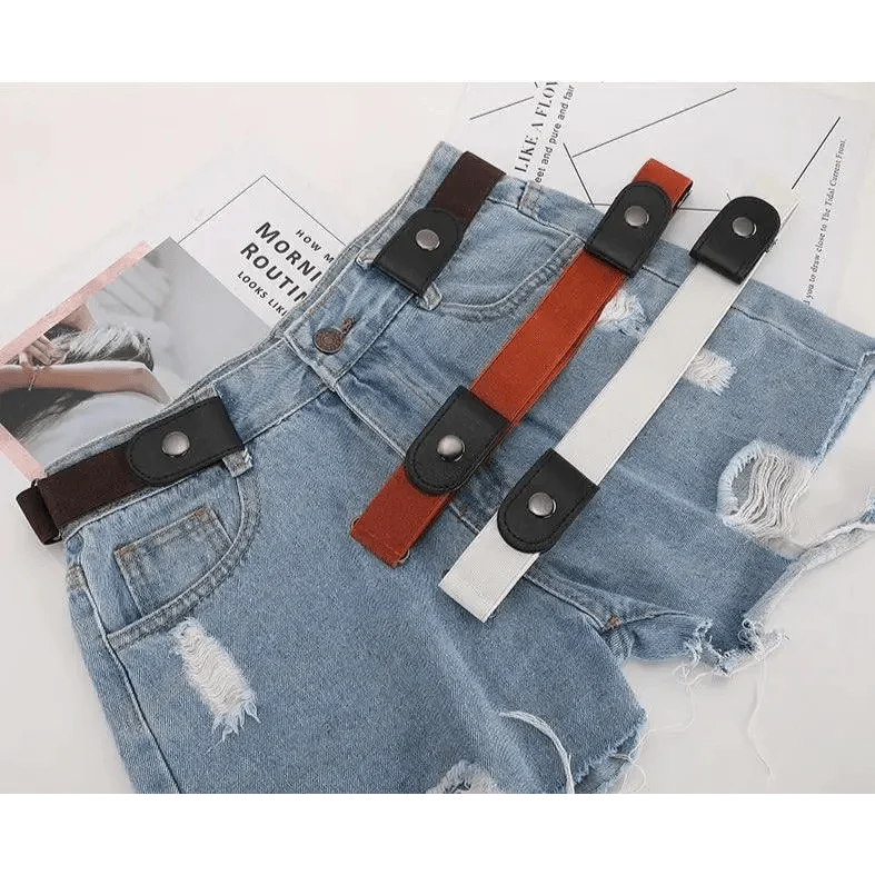 Cool Buckle-Free Stretch Elastic Waist Belt Unisex Style No Buckle Fashion Waistbands For Men And Women Simple Black Stretch Belt Invisible Elastic Belt For Jeans Pants Dresses Stevvex