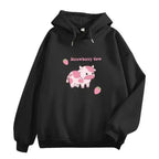 Cool Cow Print Hoodie Strawberry Casual Pullover Oversized Sweatshirt Pullover Sweatshirts for Women Cute Strawberry Cow Print Hoodie Casual Top Aesthetic Clothes For Women Funny Hoodies Stevvex