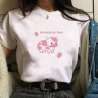 Cool Cow Print Hoodie Strawberry Casual Pullover Oversized Sweatshirt Pullover Sweatshirts for Women Cute Strawberry Cow Print Hoodie Casual Top Aesthetic Clothes For Women Funny Hoodies Stevvex