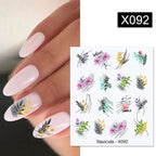 Cool Geometrics Pattern Water Decals Stickers Flower Leaves Slider For Nails Spring Summer Nail Art Decoration Tattoos Women Nail Art Stickers Water Transfer Decals Design Nail Art Supplies Manicure Acrylic Nail Foil Stencils Decorations Stevvex