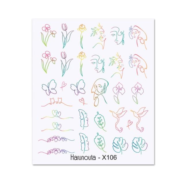 Cool Geometrics Pattern Water Decals Stickers Flower Leaves Slider For Nails Spring Summer Nail Art Decoration Tattoos Women Nail Art Stickers Water Transfer Decals Design Nail Art Supplies Manicure Acrylic Nail Foil Stencils Decorations Stevvex