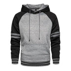 Cool Men's Patchwork Hooded Sweatshirt Hoodies Sport Clothing Casual Loose Fleece Warm Streetwear Modern Male Fashion Autumn Winter Outwear  Long Sleeve Pleated Comfy Round Neck Mens Sweatshirts Workout Sport Casual Hoodie