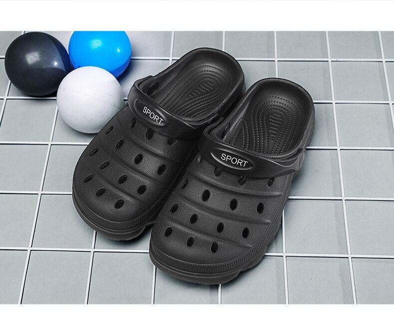 Cool Slippers Summer Hole Shoes Rubber Clogs Men Garden Shoes Gray Beach Flat Summer Beach Sandals Adjustable Slide Garden Shoes Lightweight Nonslip Clogs Stevvex