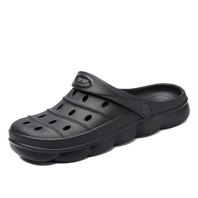 Cool Slippers Summer Hole Shoes Rubber Clogs Men Garden Shoes Gray Beach Flat Summer Beach Sandals Adjustable Slide Garden Shoes Lightweight Nonslip Clogs Stevvex