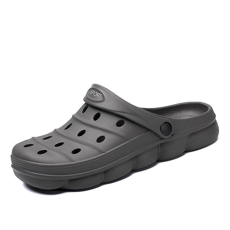 Cool Slippers Summer Hole Shoes Rubber Clogs Men Garden Shoes Gray Beach Flat Summer Beach Sandals Adjustable Slide Garden Shoes Lightweight Nonslip Clogs Stevvex