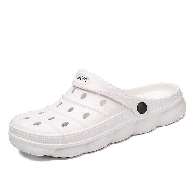 Cool Slippers Summer Hole Shoes Rubber Clogs Men Garden Shoes Gray Beach Flat Summer Beach Sandals Adjustable Slide Garden Shoes Lightweight Nonslip Clogs Stevvex