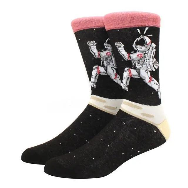 Cool Sock Astronaut Pattern Winter Socks For Men Thick Long Funny Socks Colorful Designs For Your Outfit Stevvex