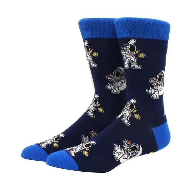 Cool Sock Astronaut Pattern Winter Socks For Men Thick Long Funny Socks Colorful Designs For Your Outfit Stevvex
