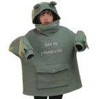 Cool Women Hoodie Perfect Sleeping Frog Pullover Winter Sense Hooded Modern Casual Sweatshirts Cute Funny Style Comfortable Frog Pullover Hoodie For Women Stevvex