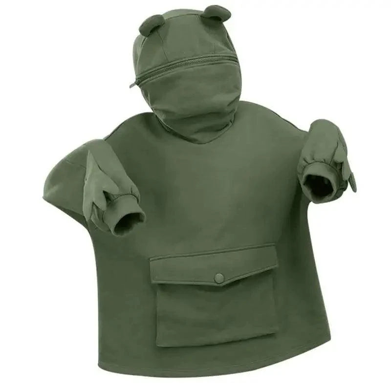 Cool Women Hoodie Perfect Sleeping Frog Pullover Winter Sense Hooded Modern Casual Sweatshirts Cute Funny Style Comfortable Frog Pullover Hoodie For Women Stevvex