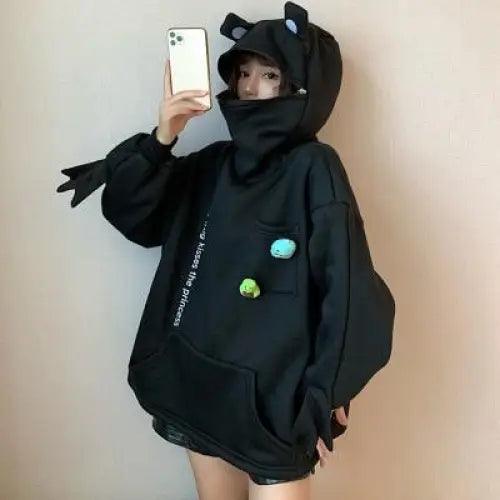Cool Women Hoodie Perfect Sleeping Frog Pullover Winter Sense Hooded Modern Casual Sweatshirts Cute Funny Style Comfortable Frog Pullover Hoodie For Women Stevvex