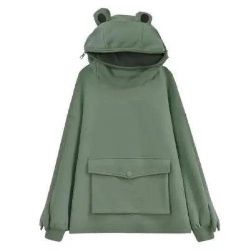 Cool Women Hoodie Perfect Sleeping Frog Pullover Winter Sense Hooded Modern Casual Sweatshirts Cute Funny Style Comfortable Frog Pullover Hoodie For Women Stevvex