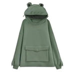 Cool Women Hoodie Perfect Sleeping Frog Pullover Winter Sense Hooded Modern Casual Sweatshirts Cute Funny Style Comfortable Frog Pullover Hoodie For Women Stevvex