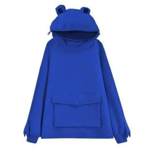 Cool Women Hoodie Perfect Sleeping Frog Pullover Winter Sense Hooded Modern Casual Sweatshirts Cute Funny Style Comfortable Frog Pullover Hoodie For Women Stevvex