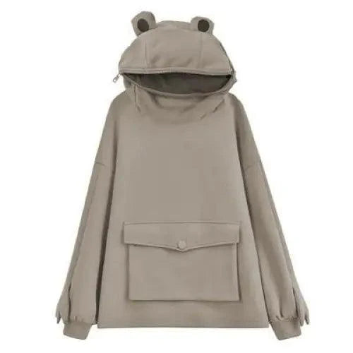 Cool Women Hoodie Perfect Sleeping Frog Pullover Winter Sense Hooded Modern Casual Sweatshirts Cute Funny Style Comfortable Frog Pullover Hoodie For Women Stevvex