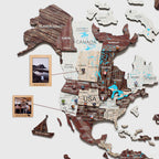3D Wooden World Map Cappuccino (for US only) - SJB-DIAMOND ELITES