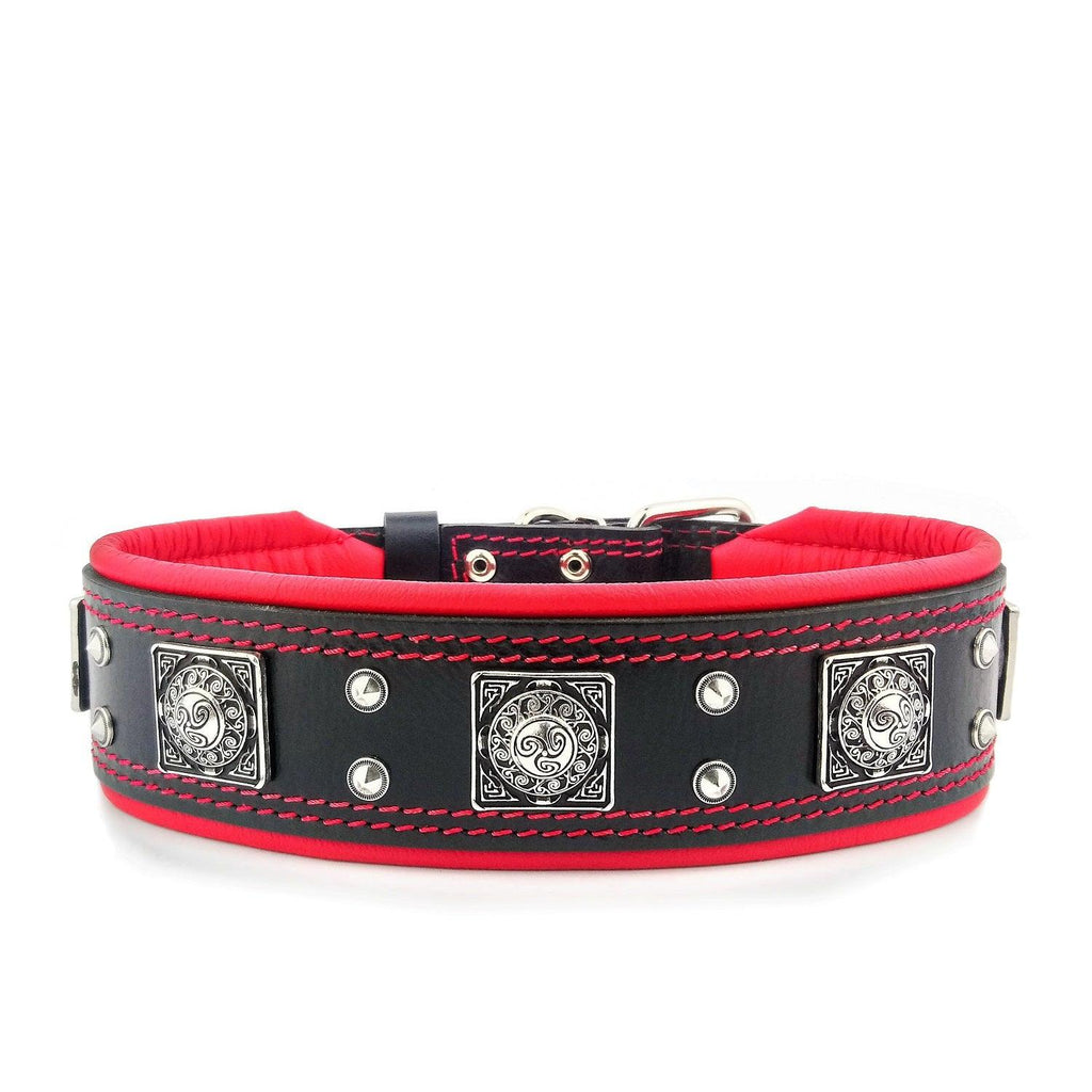 The "Eros" collar 2.5 inch wide black & red Bestia Dog Gear