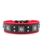 The "Eros" collar 2.5 inch wide black & red Bestia Dog Gear
