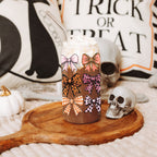 Fall Bows 20oz Glass Tumbler With Bamboo Lid, Straws And Straw Cleaner BandsCo Straps