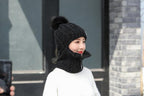 Coral Fleece Winter Women Knitted Hats Add Fur Warm Winter Hats For Women With Zipper Keep Face Warmer Balaclava Pompoms Cap Balaclava Gorgas Bonnet Knitted Hat Windproof Ski Mask Cold Weather Face Mask Motorcycle Balaclava Hood Warmer Winter Sports Cap Stevvex