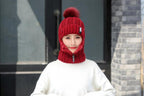 Coral Fleece Winter Women Knitted Hats Add Fur Warm Winter Hats For Women With Zipper Keep Face Warmer Balaclava Pompoms Cap Balaclava Gorgas Bonnet Knitted Hat Windproof Ski Mask Cold Weather Face Mask Motorcycle Balaclava Hood Warmer Winter Sports Cap Stevvex