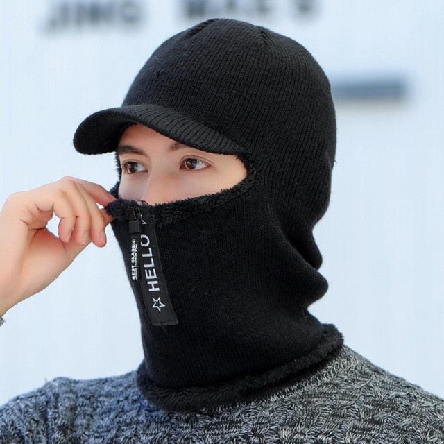 Coral Fleece Winter Women Knitted Hats Add Fur Warm Winter Hats For Women With Zipper Keep Face Warmer Balaclava Pompoms Cap Balaclava Gorgas Bonnet Knitted Hat Windproof Ski Mask Cold Weather Face Mask Motorcycle Balaclava Hood Warmer Winter Sports Cap Stevvex